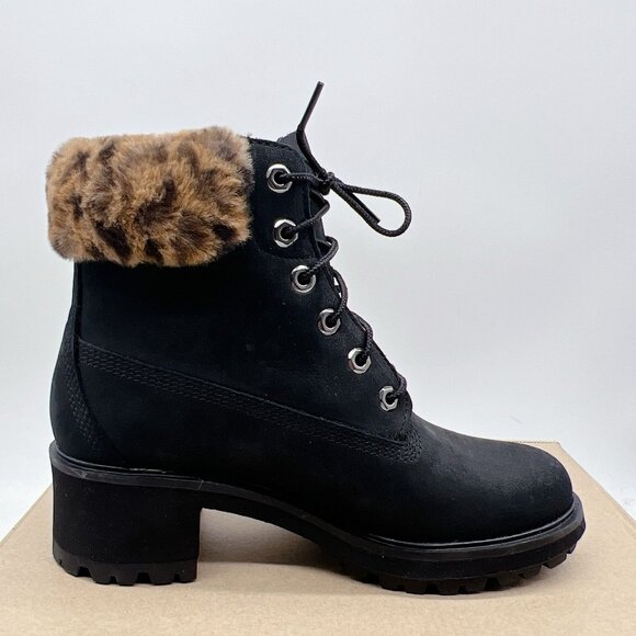 Timberland Kinsley 6-Inch Waterproof Black/Faux Fur Boot Lace Up Platform US 9.5 - Picture 8 of 12